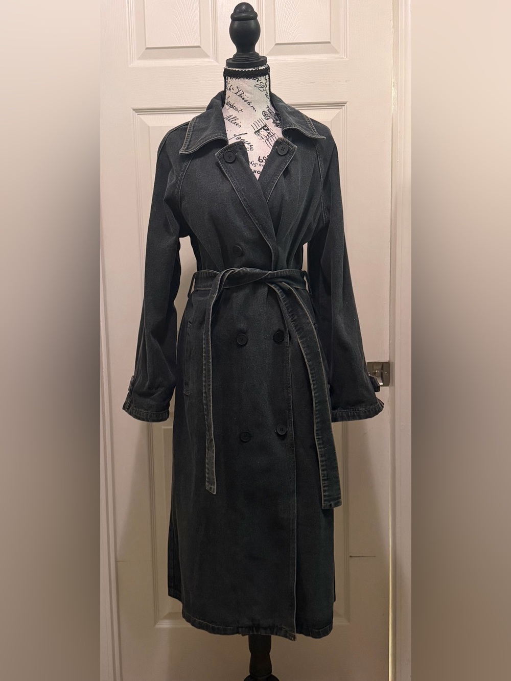 Black Denim Trench Coat — Women